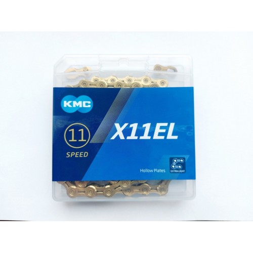 I-KMC-BX11ELT18 - Łańcuch 11rz. KMC X11 EL złoty  118og. BOX