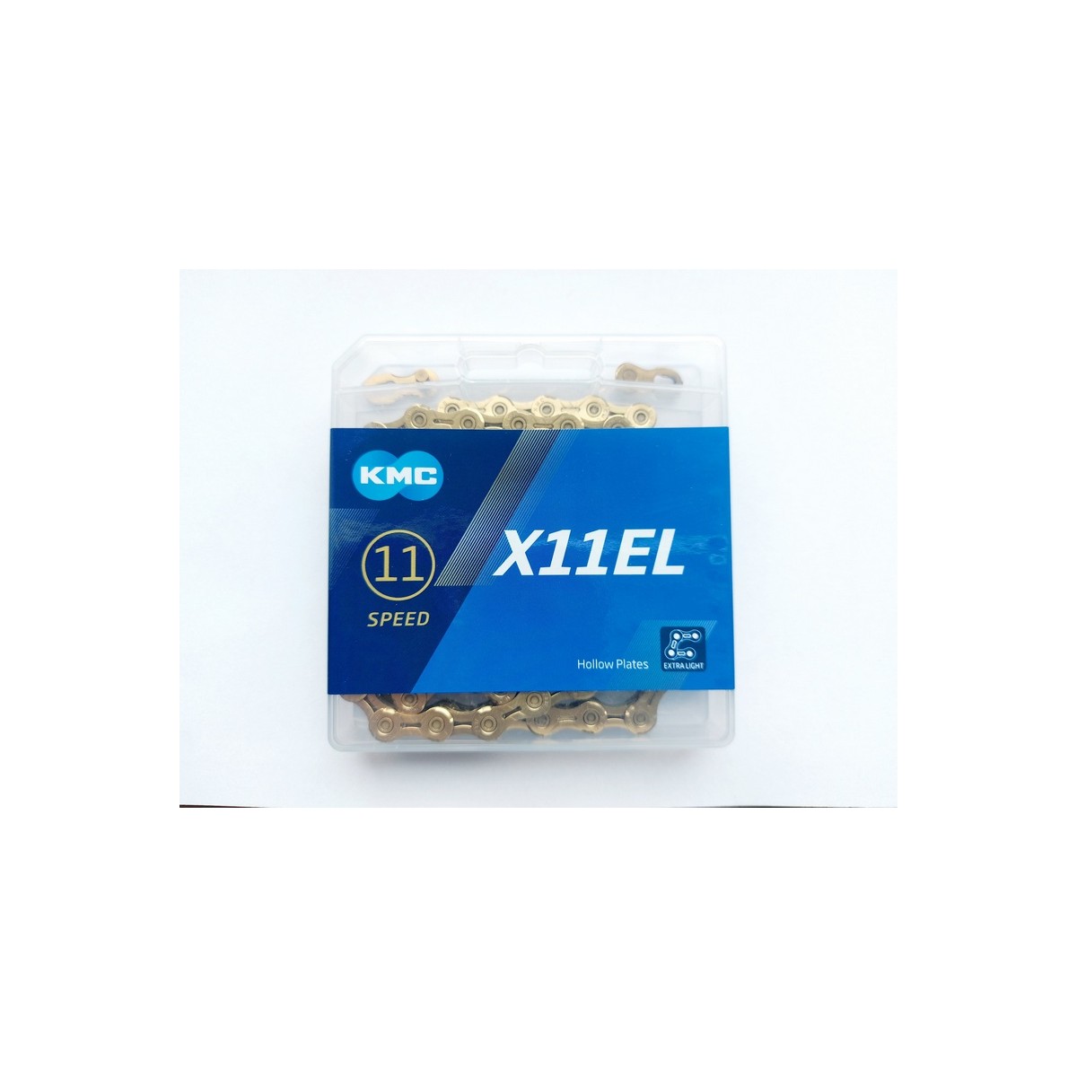 I-KMC-BX11ELT18 - Łańcuch 11rz. KMC X11 EL złoty  118og. BOX