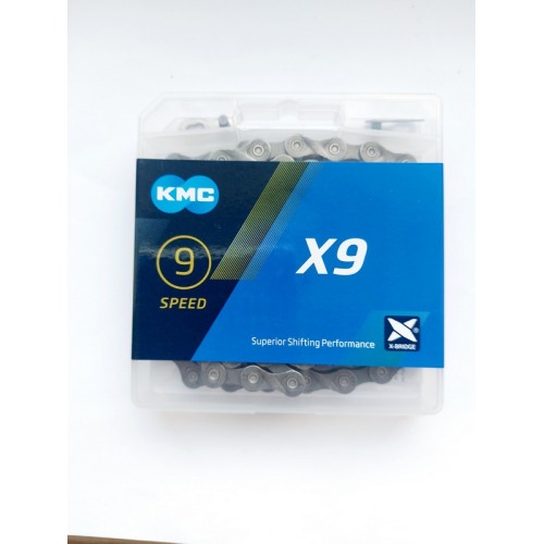 I-KMC-BX09GG0114 - Łańcuch 9rz. KMC X9 szary 114og. BOX