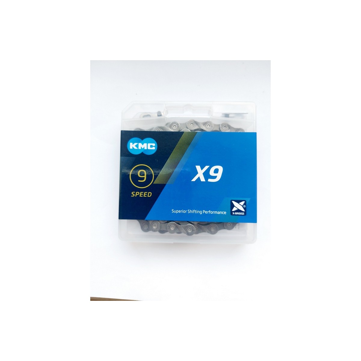 I-KMC-BX09GG0114 - Łańcuch 9rz. KMC X9 szary 114og. BOX