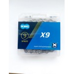 I-KMC-BX09GG0114 - Łańcuch 9rz. KMC X9 szary 114og. BOX