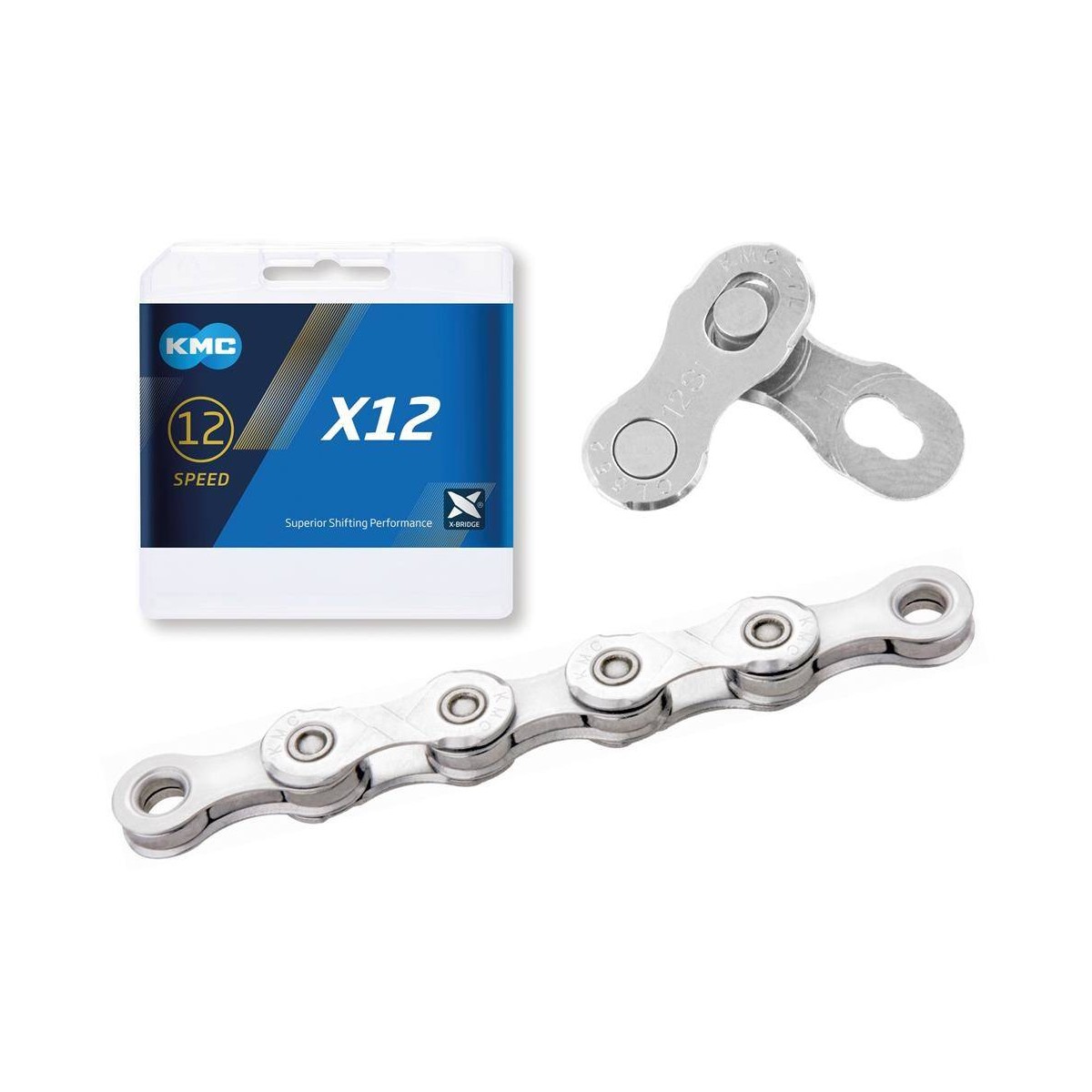 I-KMC-BX12NP126B - Łańcuch 12rz. KMC X12 srebrny, 126og. BOX