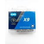 I-KMC-BX09GG0114B - Łańcuch 9rz. KMC X9 srebrny 114og. BOX