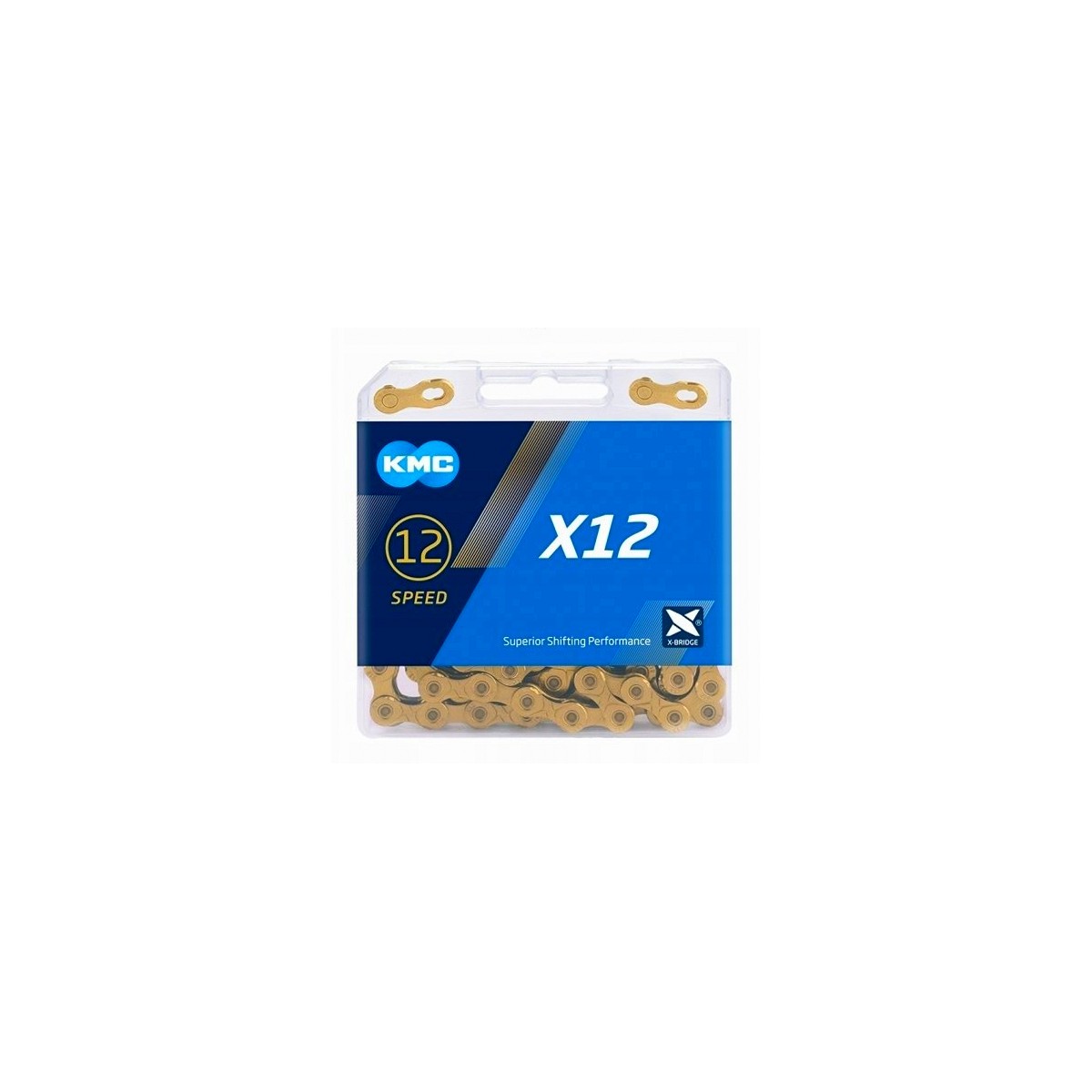 I-KMC-BX12TI126 - Łańcuch 12rz. KMC X12 Ti-N Gold 126og. BOX