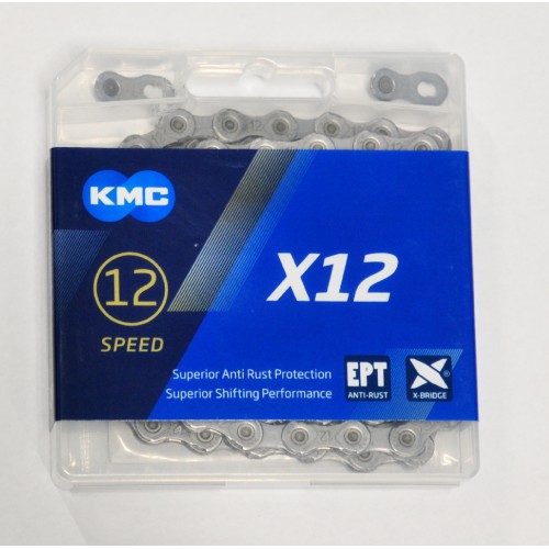 I-KMC-BX12EP126B - Łańcuch 12rz. KMC X12 EPT srebrny, 126og. BOX