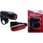 XC-241238 - Zestaw Oświetleniowy XC-241238 USB PRZÓD 1LED 3F + TYŁ COB LED 3F