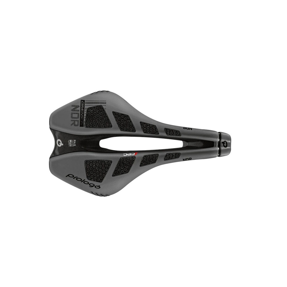 PR-DIENTN3ABC8-AM - Siodło PROLOGO DIMENSION-NDR, CPC, TIROX (pręty: lekki stop metalu, 7mm) 143x245mm, 225g,  szaro-czarne