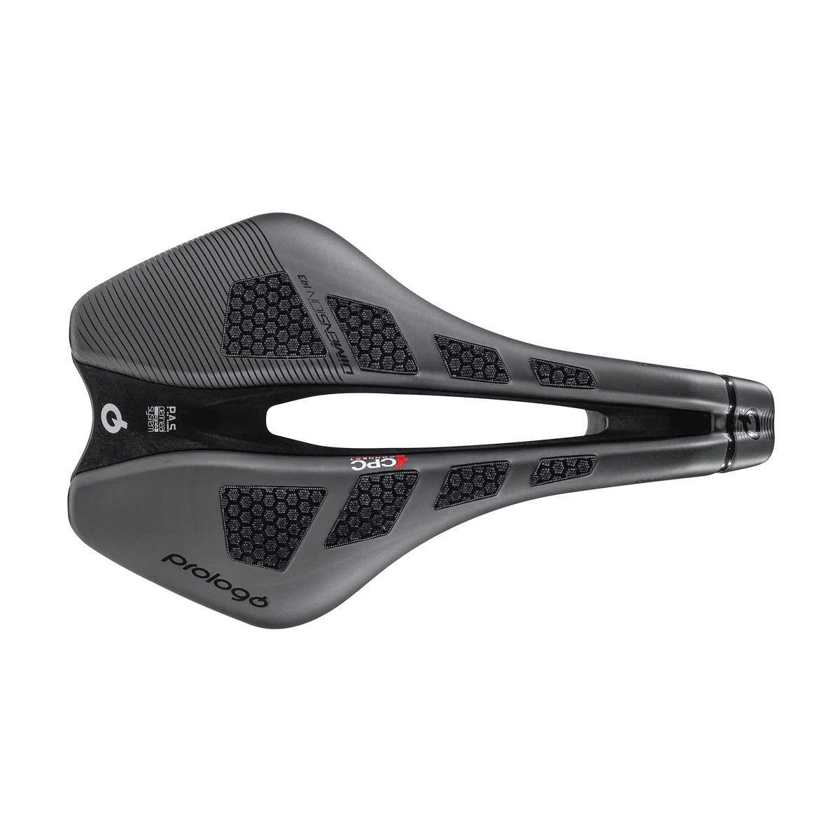 PR-DIMETN3HBC8-AM - Siodło PROLOGO DIMENSION, CPC, TIROX (pręty: lekki stop metalu, 7mm) 143x245mm, 207g,  czarne