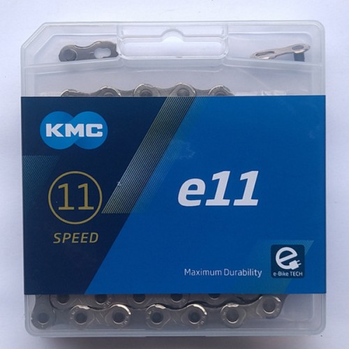 I-KMC-BE11TNP22 - Łańcuch 11rz. KMC E11 srebrny (do row. ELEKTRYCZNEGO) 122og. BOX