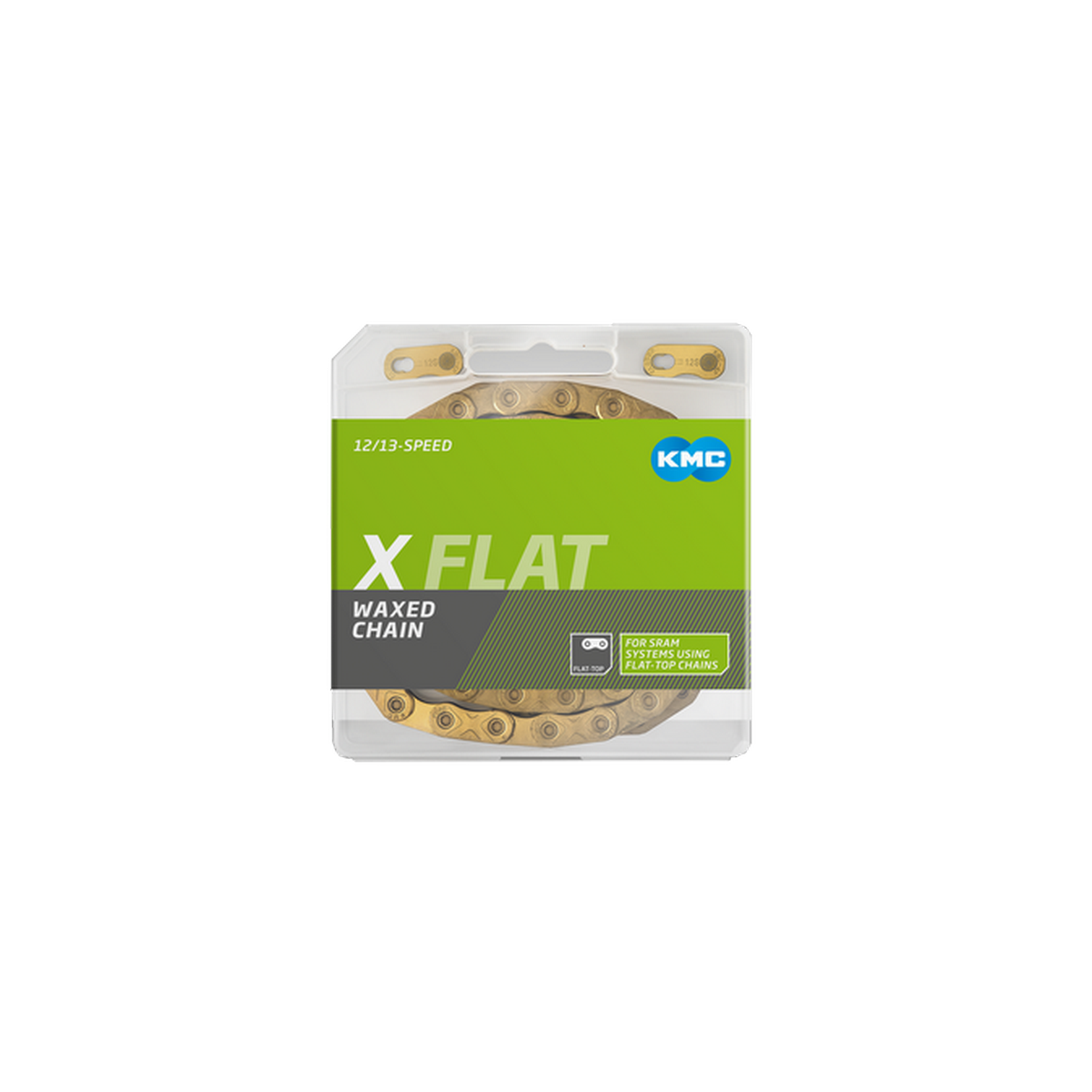 I-KMC-BXFLATTI26W - Łańcuch 12rz. KMC X FLAT złoty 126og. BOX