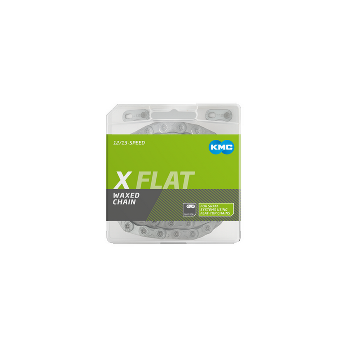 I-KMC-BXFLATNP26W - Łańcuch 12rz. KMC X FLAT srebrny 126og. BOX