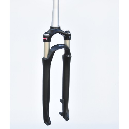 SF24-NCX-DLO-E-A-M-T - Amortyzator NCX 28" DLO skok 75mm AHEAD TAPER 25cm, powietrze, blok. na goleni, oś 9mm, dysk, czarny mat