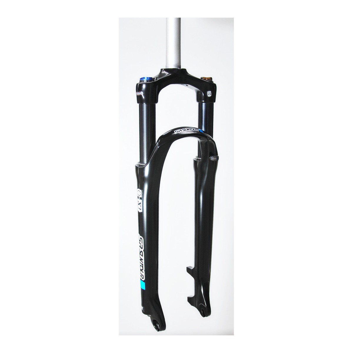 SF22-X1-9-LO-C-L - Amortyzator X1 LO 29" skok 100mm, 1-1/8" AHEAD 25cm, sprężyna, blok. na goleni, oś 9mm, dysk, czarny