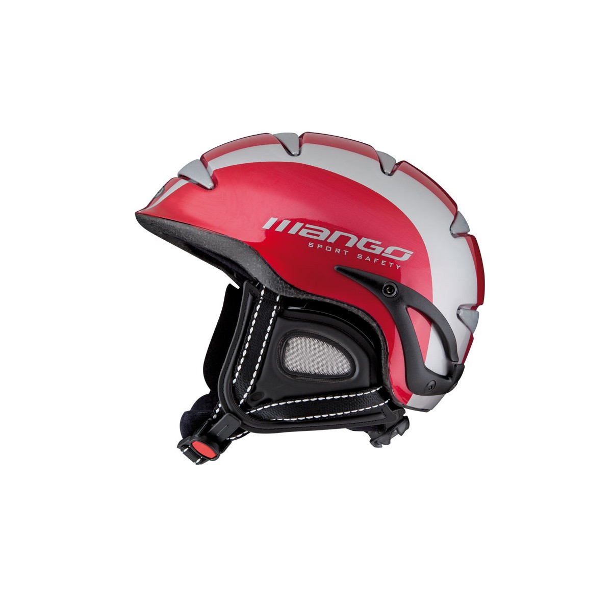 SW-421 - Kask narciarski SKATTO WINTER czerwono-srebrny