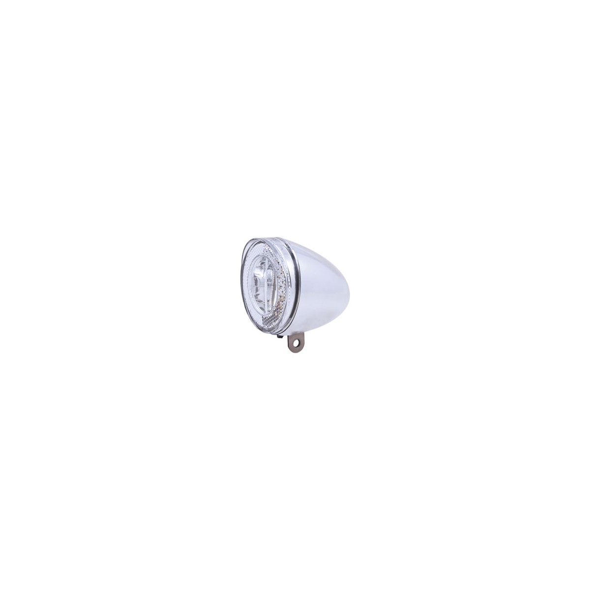 H070309 - Lampa Spaninga przód SWINGO srebrna,dynamo, bez uchwytu