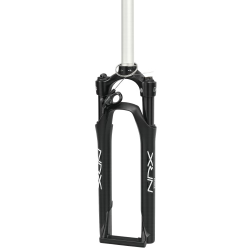 SF3-NRX-DRL-C-M-D - Amortyzator NRX DLR 28" skok 75mm 1 1/8" rura 30cm AHEAD sprężyna blok. na kierownicy oś 9mm dysk czarny mat