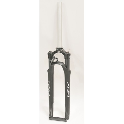 SF3-NRX-DRL-C-M-D - Amortyzator NRX DLR 28" skok 75mm 1 1/8" rura 30cm AHEAD sprężyna blok. na kierownicy oś 9mm dysk czarny mat