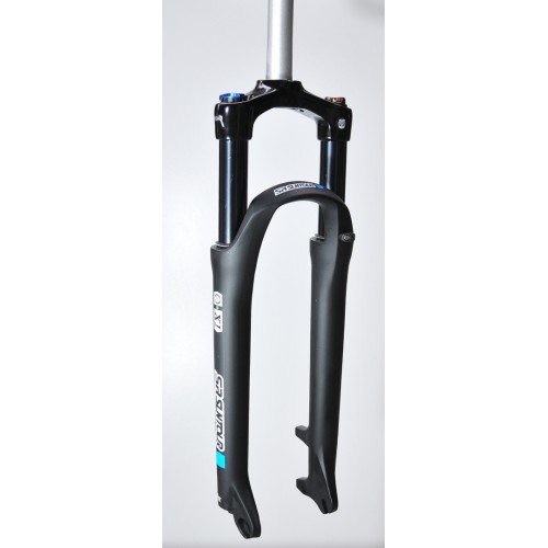 SF22-X1-9-LO-C-M - Amortyzator X1 LO 29" skok 100mm, 1-1/8" AHEAD 25cm, sprężyna, blok. na goleni, oś 9mm, dysk, czarny mat