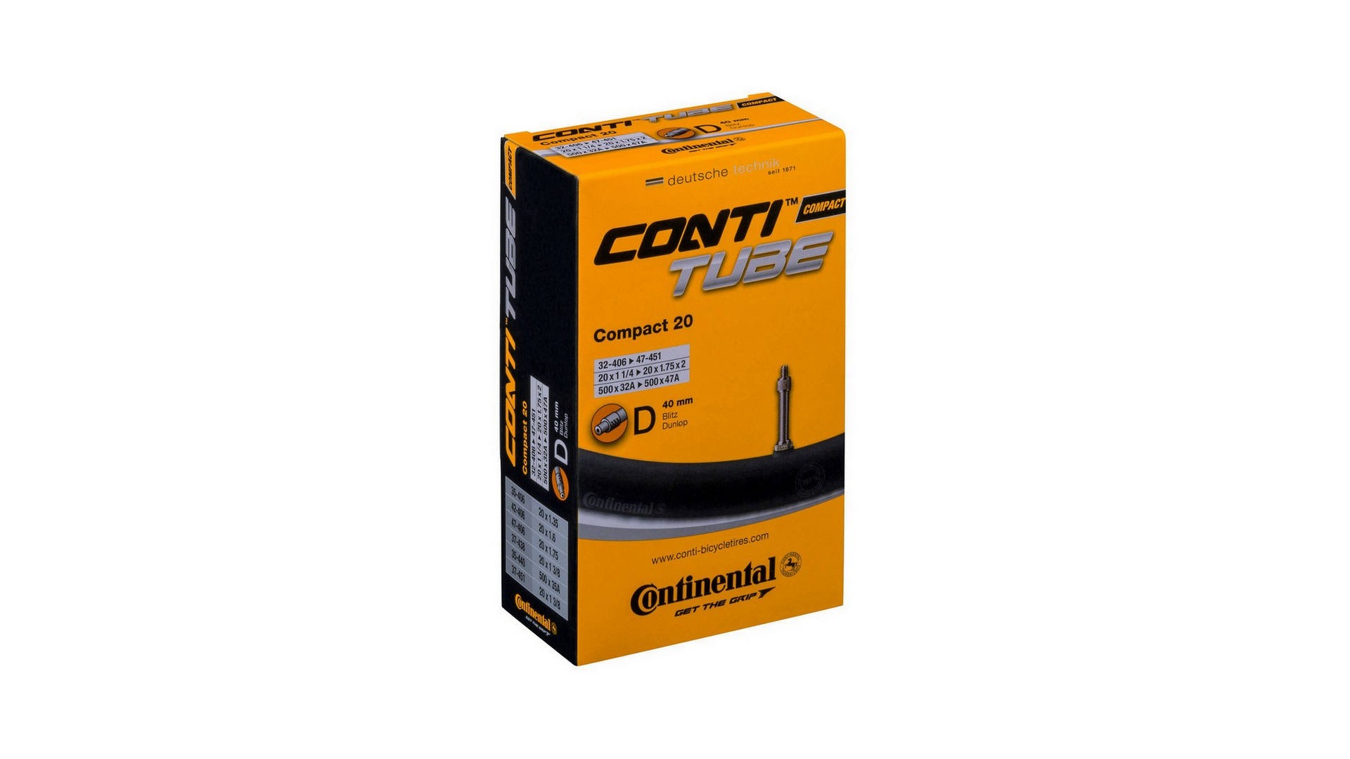 Dętka Continental COMPACT 20 Wide Dunlop 40mm 50-406/62-451 - CO0181281