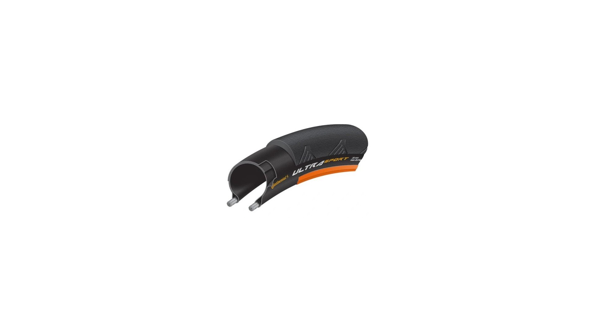 Opona Continental Ultra SportII 25-622 czarna/pomarańczowa zwijana - CO0150170